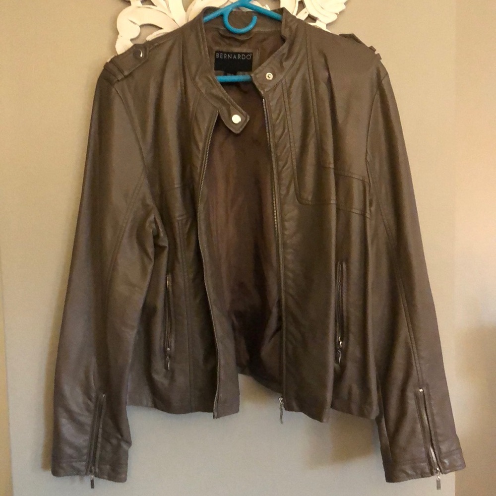 Brown fake leather jacket